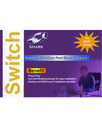 Detalhes do produto pc hub  8 shark switch 10 100 preto